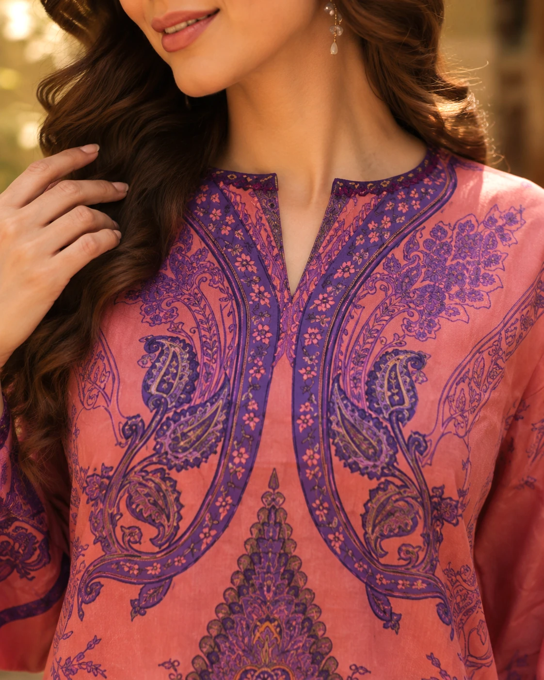 Rose Durbar Co-ord Set detail 3