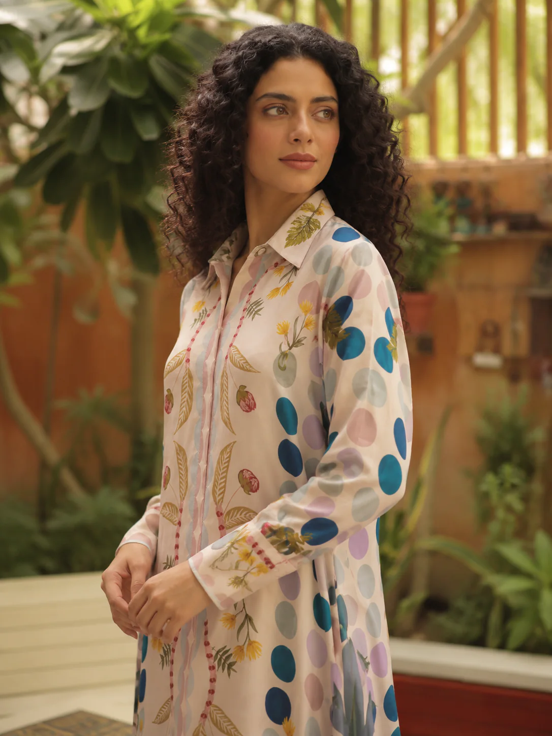 Polka Petals – Pastel Printed Kaftaan