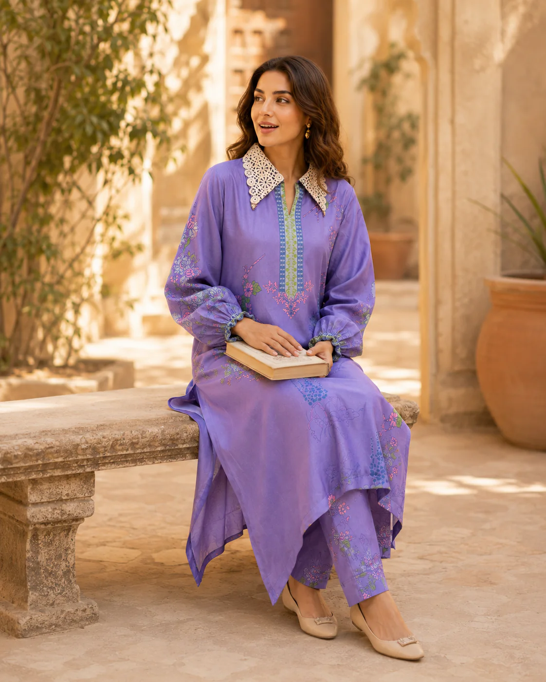 Wisteria Garden – Purple Printed 2-Piece Co-ord Set